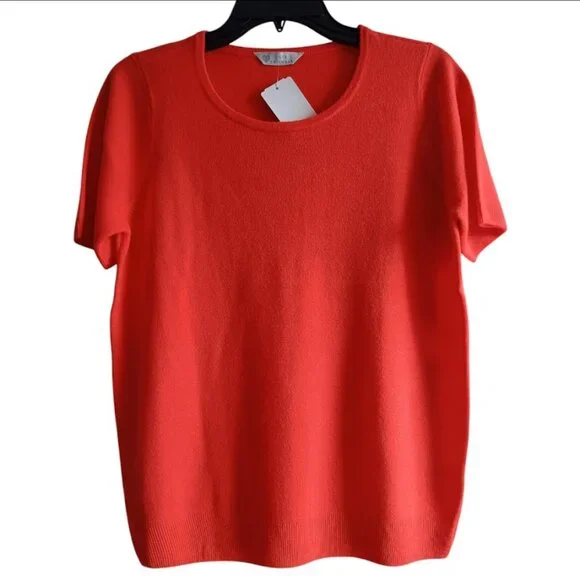 14🧡Vibrant orange knit top short sleeves - Picture 2 of 8